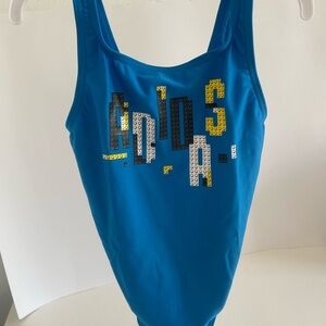 Adidas Blue  X Lego One Piece Swimsuit Bathing Suit .Size S.